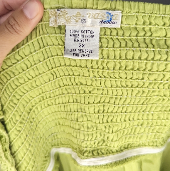 Green 100% cotton maxi tiered dress - Picture 3 of 3